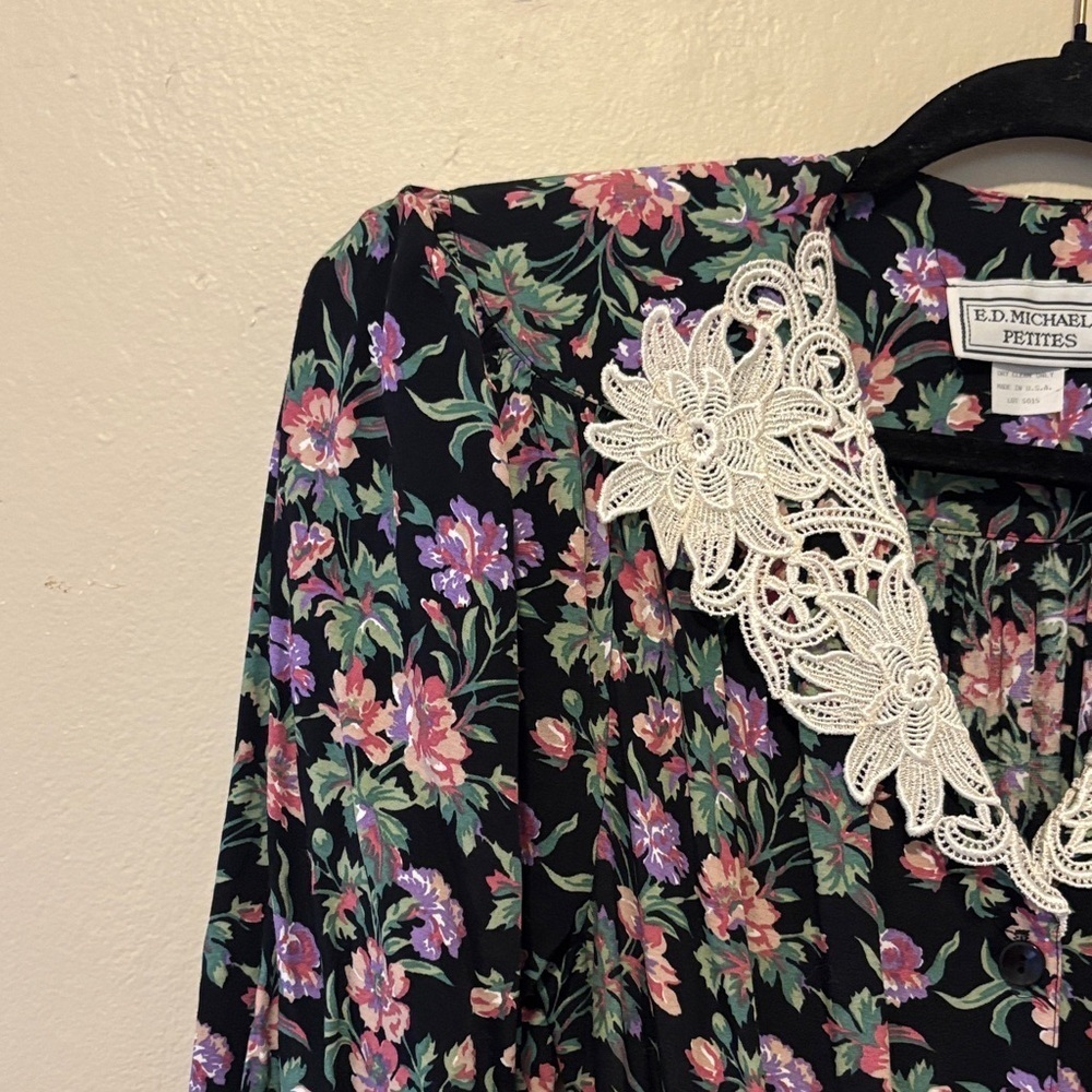 Michaels Black and Purple Floral Lace Dress - Picture 4 of 7